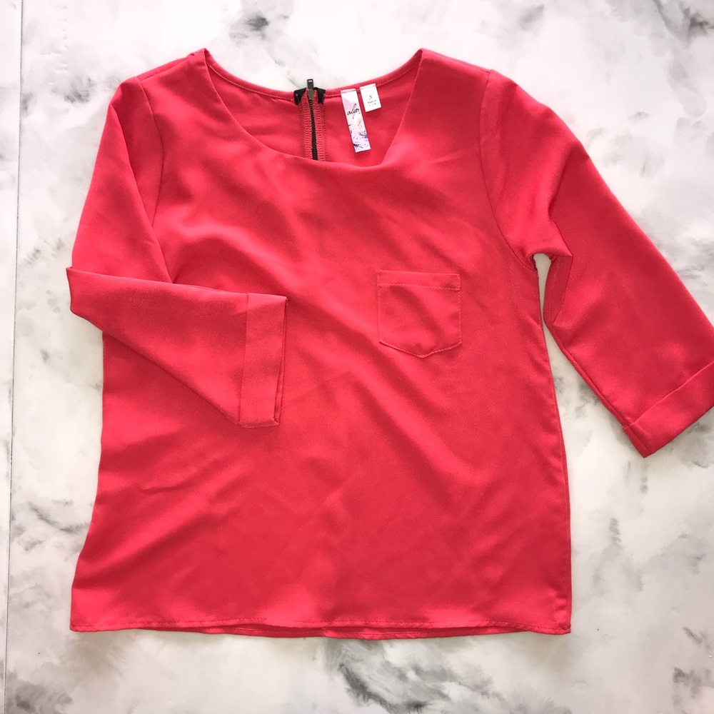 Coral loose fitting blouse, small